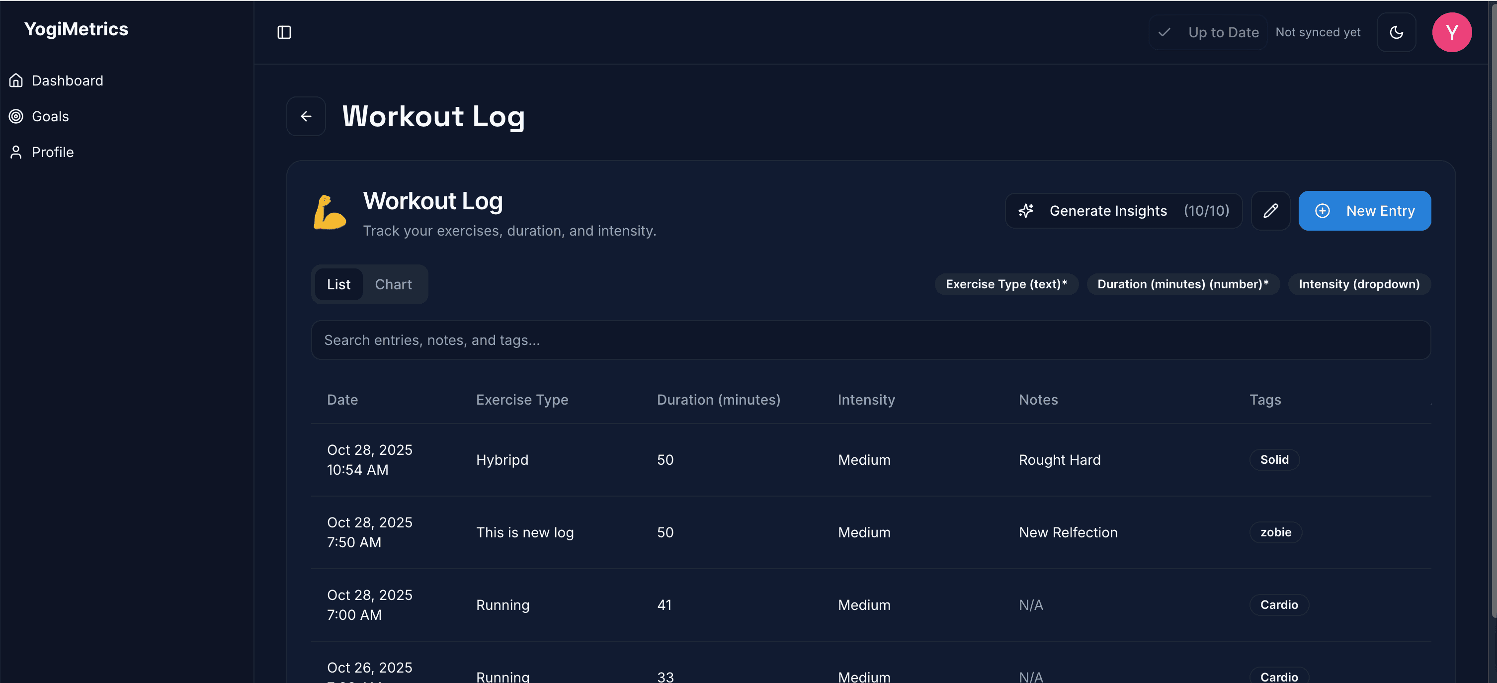 An example of an AI-generated insight next to a line chart showing progress.